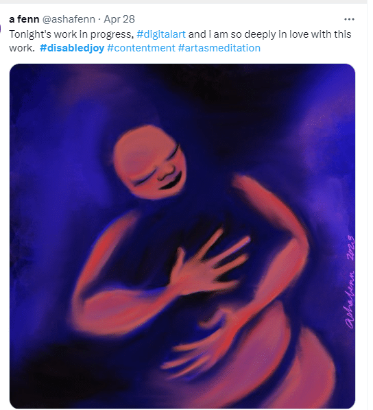 Another beautiful piece of art tweeted out by disabled artist Asha Fenn, who confesses that she "is deeply in love with this work,".