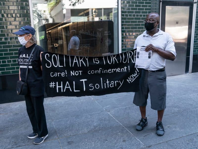 Demonstration against solitary confinement in New York City.